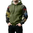 thumbnail image 4 of Men's Pullover Hoodie with Camouflage Print Raglan Sleeves Drawstring Hood and Kangaroo Pocket Casual Style Green L, 4 of 5