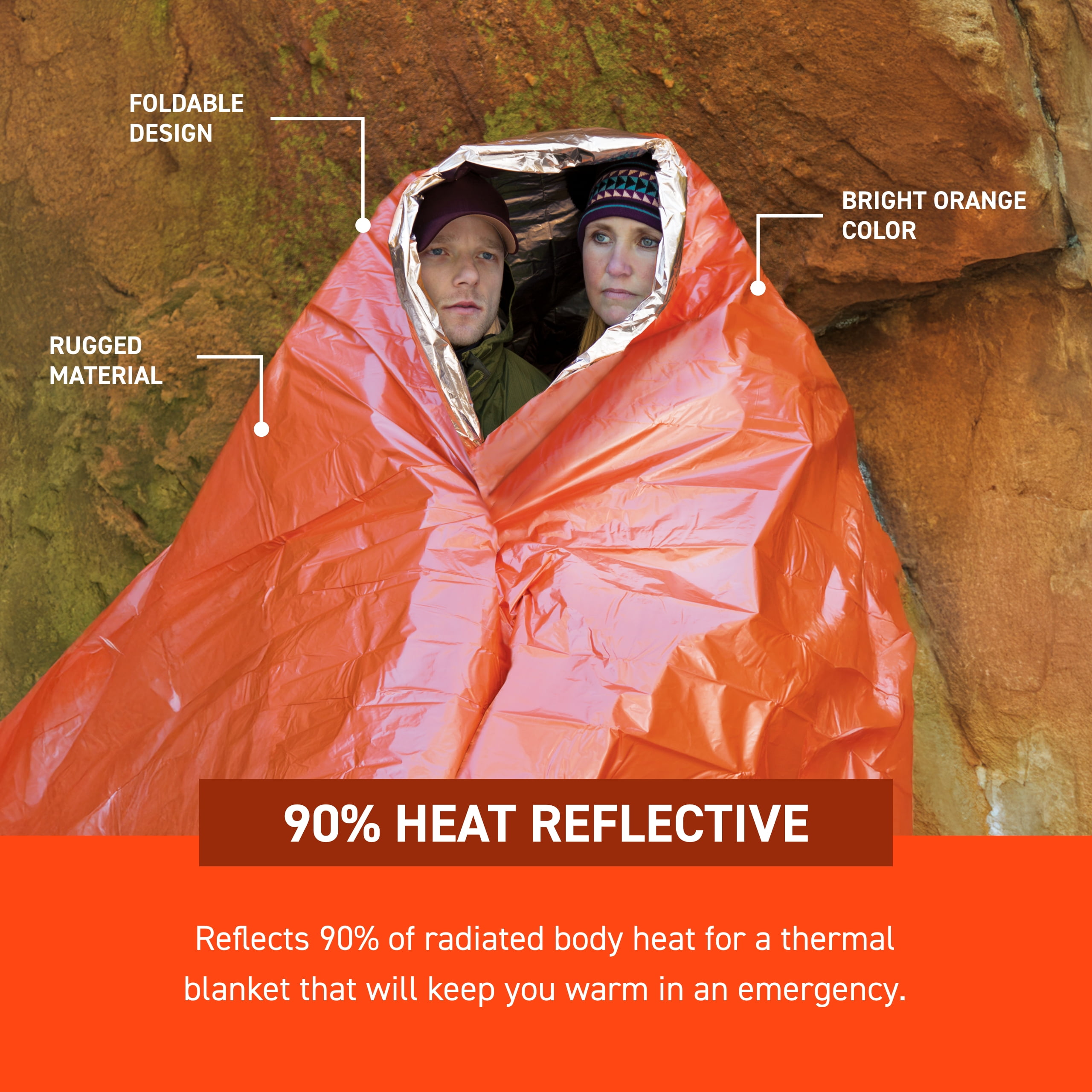 Survive Outdoors Longer 90% 2-Person Survival Blanket (Pack of 3)