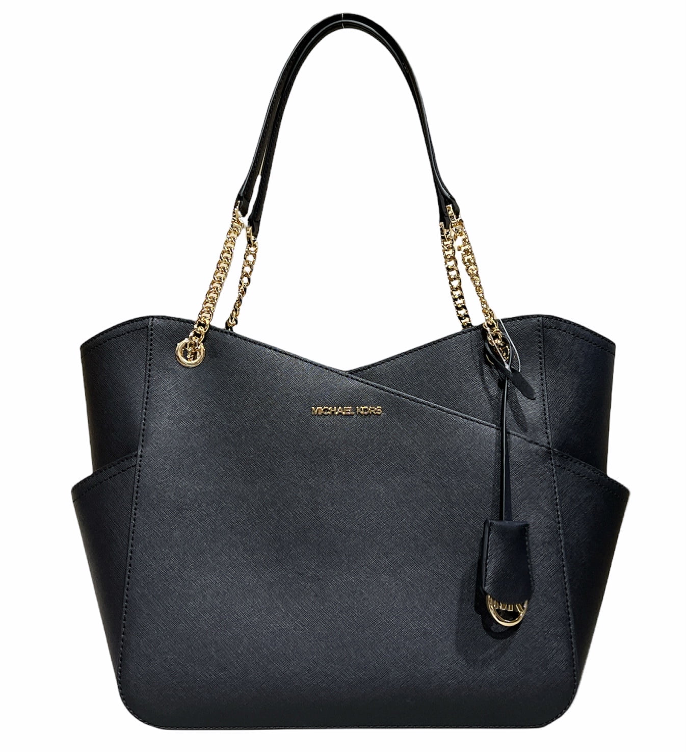 krassen Lotsbestemming Over het algemeen Michael Kors Saffiano Leather Large Jet Set Shoulder Tote Bag with Chain,  Black - Walmart.com