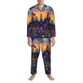 thumbnail image 3 of Fuzoiu Cosmic Irises At Twilight Print Men's Long-Sleeved Pajama,Lounge Button Down Nightwear,Mens Notch Collar Pajama Set -Medium, 3 of 7