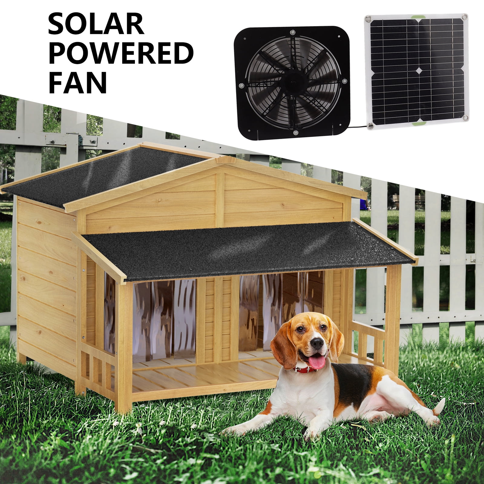 RYUJNDK Monocrystalline Solar Panel Waterproof Exhaust Fan Cooling Ventilation for Pet Houses Greenhouses and Sheds
