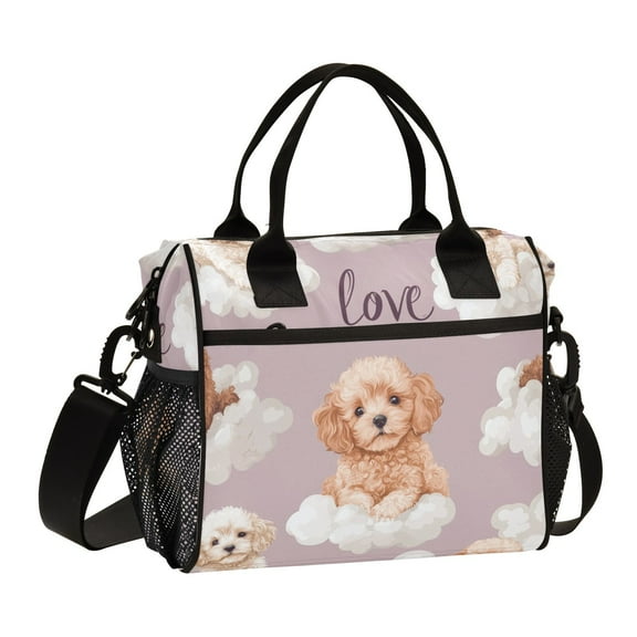 Ckdifva Lovely Puppy Dogs Cooler Bag Cooler Cooling Tote Lunch Bag Lunch Box Front Pocket with Shoulder Strap