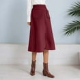 thumbnail image 4 of RUTAYY Women Suede A-Line Midi Skirt With Elastic Waist And Front Pockets For Fall And Winter Solid Color Flowy Swing Skirts, 4 of 7