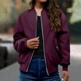 thumbnail image 2 of Comdrip Vestes pour Femmes! Veste Plissée à Col Montant avec Poches et Fermeture Éclair, Veste d'Automne pour Femmes, Violet TG, 2 of 5