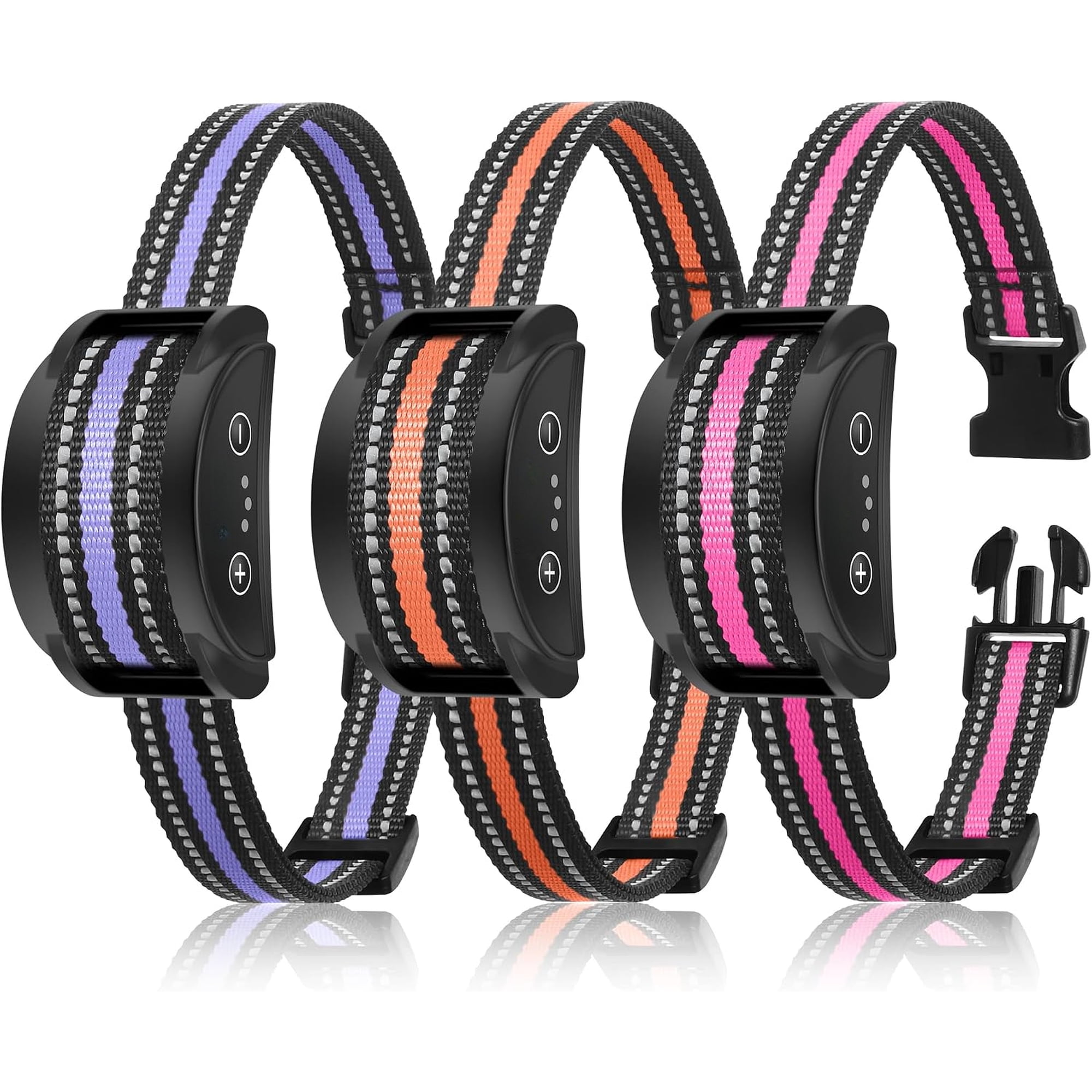 Automatic Anti Bark Dog Collar Smart 7‑Stage Escalating Beep‑to‑Shock Correction 5 Adjustable Sensitivity Levels 3 Pack