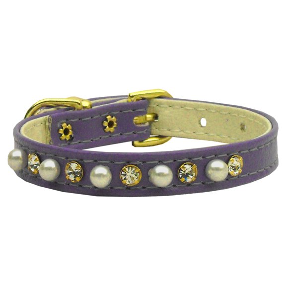 Dog, Puppy and Pet Collar, "3/8" Wide Pearl Clear Crystals"