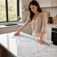 thumbnail image 6 of Glossy Marble Paper Granite Kitchen Counter Wallpaper, Self Adhesive Stone Wall Sticker, Oil Proof Waterproof Peel and Stick Backsplash for Countertop Cabinet Bathroom, 118x24 Inch, 6 of 6