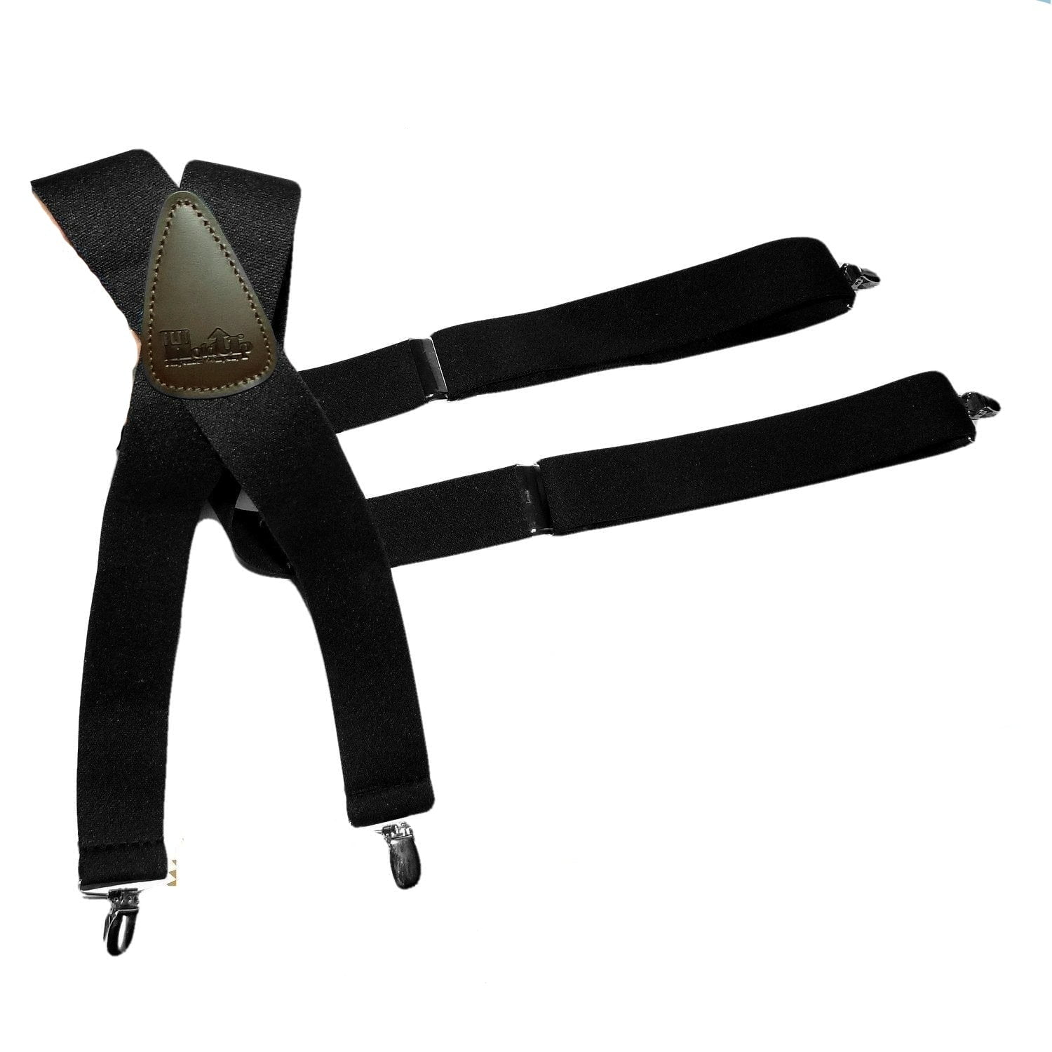 Canvas Belt Mens No Slip Clip X Back Suspenders with Leather Trim-Available Color : Black, Size : Free Size