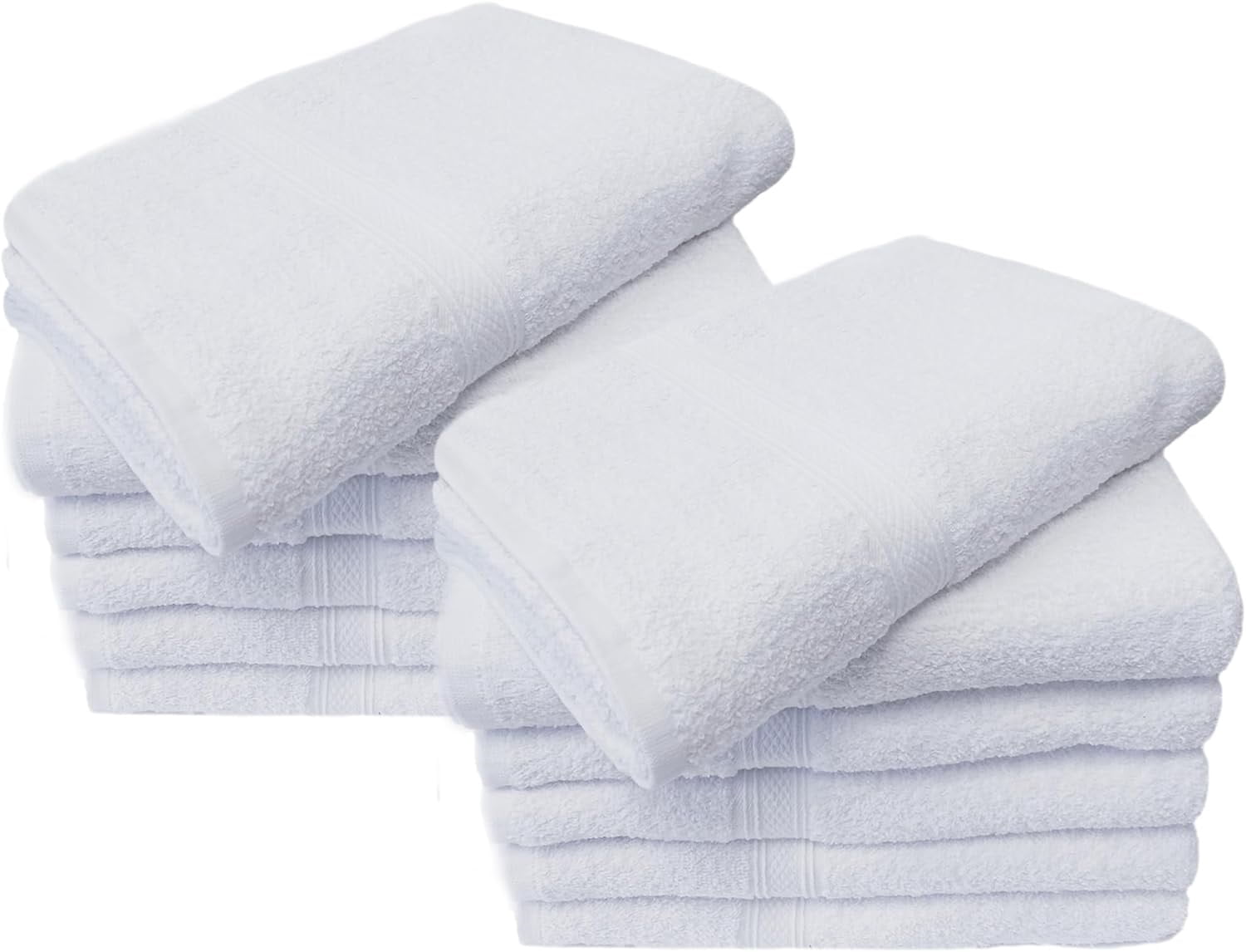 12 Pack White 16x27 100% RS Cotton Loop Hand Towels Salon/Gym/Hotel Super Absorbent Best for Gym, Bathroom, Kitchen, Home or Commercial use, by Towels N More
