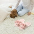 thumbnail image 5 of Luxalzxs Slippers for Women Indoor Cute Bow Winter Home Fuzzy Slippers Warm Open Toe Slippers Memory Foam Slip On House Slippers, 5 of 5
