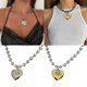 thumbnail image 2 of Fashion Heart Pendant Necklace for Women Hip Hop Heart Charm Pendant Necklace Sweet Clavicle Chain Y2K Jewelry Gift Silver, 2 of 5