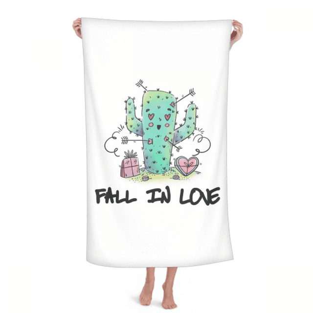 Fall In Love Cactus Art Deco Fashion Hand Towel Bath Facecloth Soft Cotton Washcloth