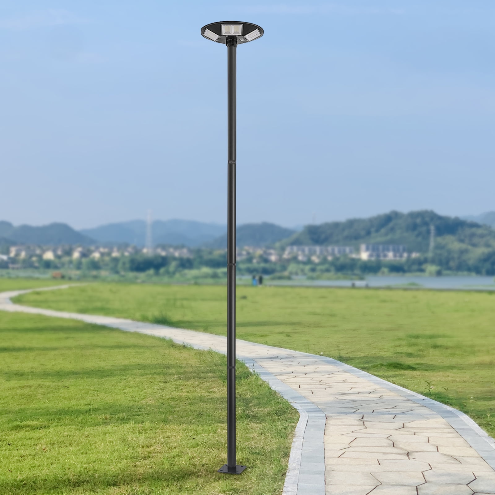 Miumaeov 13ft Street Light Pole Outdoor Street Courtyard Parking Lot Lighting Post with Ground Cage Black