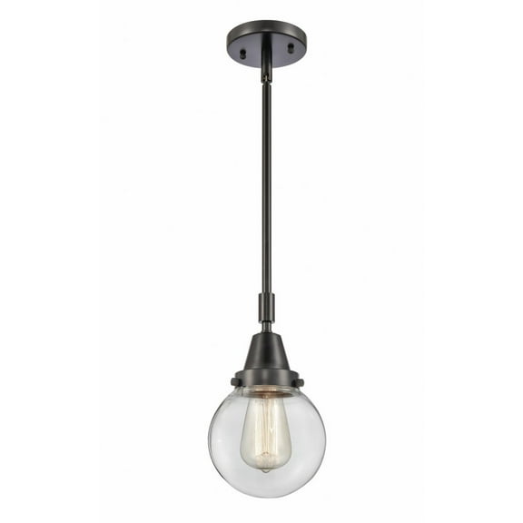 447-1S-BK-G202-6 Innovations Lighting Beacon - 1 Light Stem Hung Mini Pendant-10.63 Inch Tall and 6 Inch Wide-Matte Black Finish-Clear Glass Color