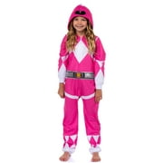 Mighty Morphin Power Rangers Unisex Kids' MMPR Pajama Union Suit 1PC Loungewear Boys Girls - Green Blue Pink Red Ranger