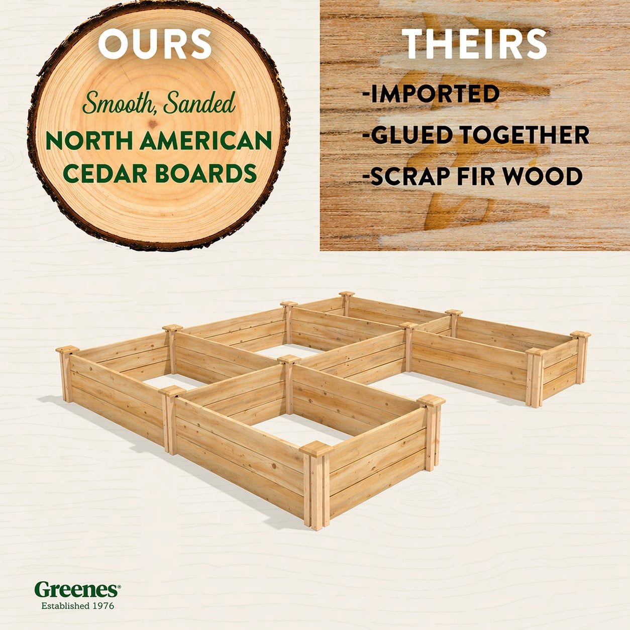 Greenes Fence  8' x 8' x 10.5" (3/4" Thick) U-Shaped Premium Cedar Raised Garden Bed