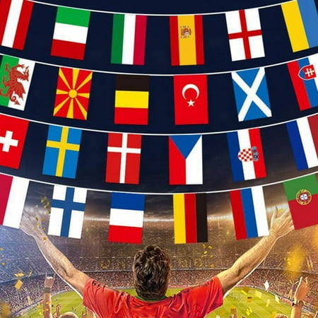 

24 Countries String Flag International Bunting Pennant Banner Decoration for Grand Opening Sports Bar World Cup Party Events (7.8x11inch)
