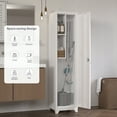 thumbnail image 2 of Marcree Metal Broom Storage Cabinet, 65" Narrow Broom Cabinet with Hooks, Slim Bathroom Storage Cabinet with Shelves, Heavy-Duty Cleaning Storage Cabinet for Utility Room, Gym, Office, Garage, 2 of 8