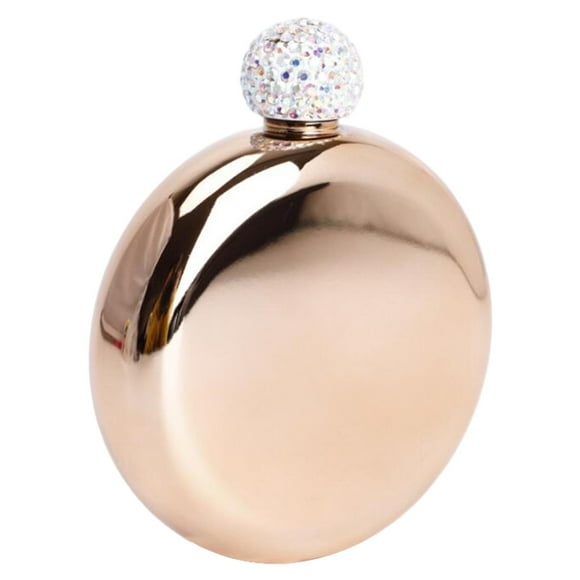 yuksok Bouteille Ronde en Acier Inoxydable Étanche avec Poche pour Alcool Portable pour Or Rose