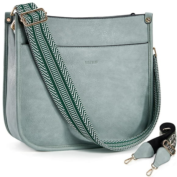 Bandolera HKCLUF Trendy de cuero vegano verde hobo para mujer