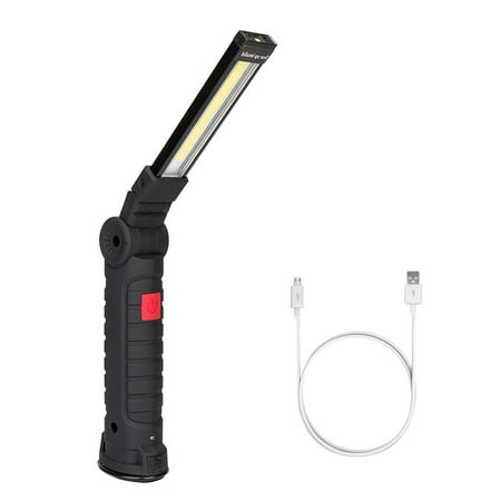 Juslike Work Light Rechargeable LED Inspection Light,  360° Rotatable USB Flashlight Torch Portable Small Work Lamp with Magnetic Base & Hook & 5 Lighting Modes for Auto Car Truck Garage