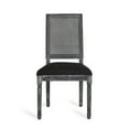 thumbnail image 3 of GDF Studio Brownell French Country Wood and Cane Upholstered Dining Chairs, Set of 4, Black and Gray, 3 of 9