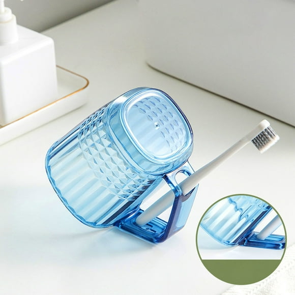 Qaailabf Diamond Cut Bathroom Cup Clear Acrylic Toothbrush Holder and Mouthwash Cup, Crystal Look Decorative Tumbler for Bathroom Vanity, Modern Geometric Design for Couples Students Home Hotel 10oz