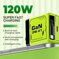 thumbnail image 3 of GaN Charger, GaN Phone Charger, 120W Fast Charger, Fast Module with Type-C Cable, Retractable Wall, 2 in 1 Foldable Plug for Phone and Laptops Power (Green+Yellow), 3 of 9