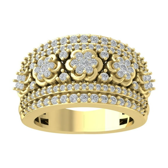 Araiya 10K Yellow Gold Cluster Diamond Half Eternity Band Ring (1 1/4 cttw, I-J Color, I2-I3 Clarity), Size 7