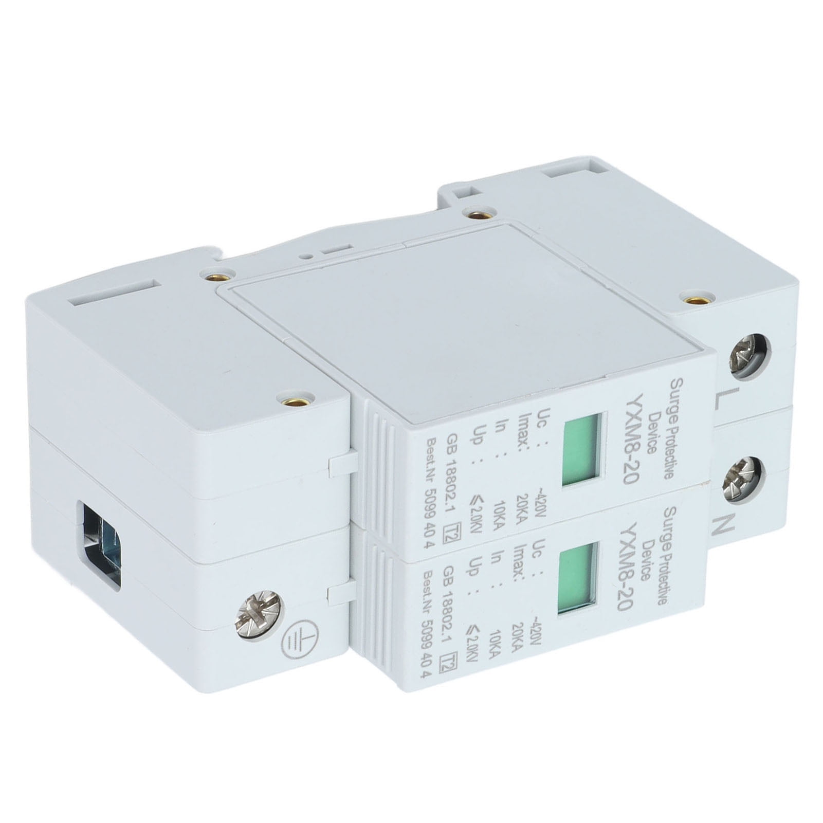 YXM8-20 2P Surge Protector with 20kA Discharge Capacity, 220V Voltage, and 420V Continuous Working Voltage for Enhanced Electrical Safety and Durability