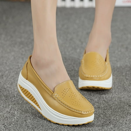 

PhoneSoap Women s Fashion Casual Slip On Shoes Mid Heels Ladies Shoes Outdoor Slippers Yellow