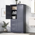thumbnail image 2 of Tcbosik Bathroom Cabinet, 62.2" Tall Storage Cabinet with 3 Doors & 3 Drawers, Freestanding Kitchen Pantry Cabinet with Adjustable Shelf, for Bathroom, Living Room, Home Office, Dark Gray, 2 of 10