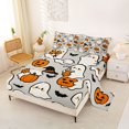 thumbnail image 2 of Manfei Cartoon Halloween Bed Sheets,Spooky Ghost Bat Full Size Sheets,4pcs,1 Flat Sheet,1 Fitted Sheet and 2 Pillowcases, 2 of 6
