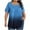 Blue, variant on Plus Size Women's Top Oversizes-Short Sleeve Crew Neck Tee Blouse with Gathered Detail at Bust and Arc-Shaped Hemline