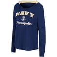 thumbnail image 2 of Women's Colosseum Navy Navy Midshipmen Catalina Hoodie Long Sleeve T-Shirt, 2 of 3