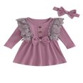 thumbnail image 1 of OUSITAID Robe d'Automne pour Bébé Fille Manches Longues Côtelées Robe Princesse Ligne A avec Bandeau, 1 of 8