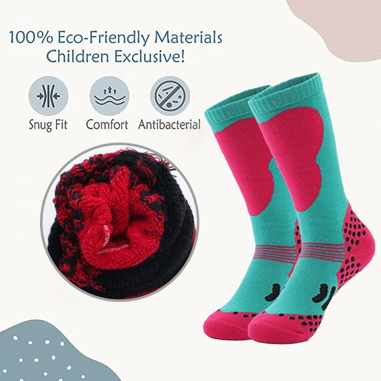 HZHSGLY 2 Pairs Kids Thermal Ski Socks for Boys Girls - Winter