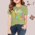 thumbnail image 2 of XUELUO Boys Shirts & Tops Kids Summer Back To School Letter Print Round Neck Short Sleeve Elastic Casual Comfortable Tops Tee Shirts Holiday Wear,Green,5-6 Years, 2 of 7