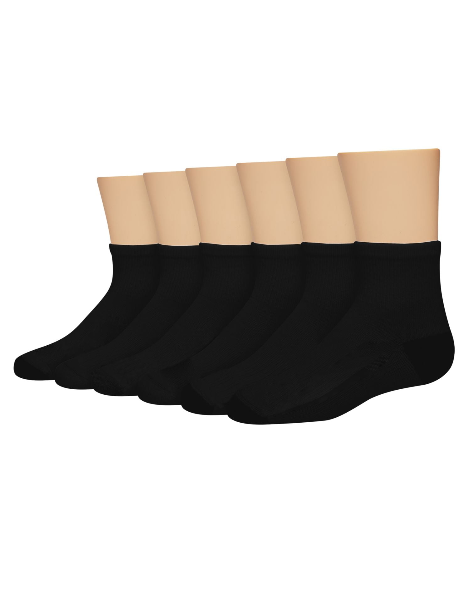 Hanes Hanes Boys XTemp Active Cool Ankle Socks 6Pack, L, Black