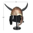 thumbnail image 3 of 20" Copper Metal Replica Medieval Viking Helmet with Black Wood Stand, by DecMode, 3 of 11