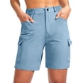 thumbnail image 2 of Dxzfnsa Women's Hiking Long Shorts Knee Length Lightweight Quick Dry Cargo Athletic Bermuda Beach Shorts with Pockets S-3XL, 2 of 9