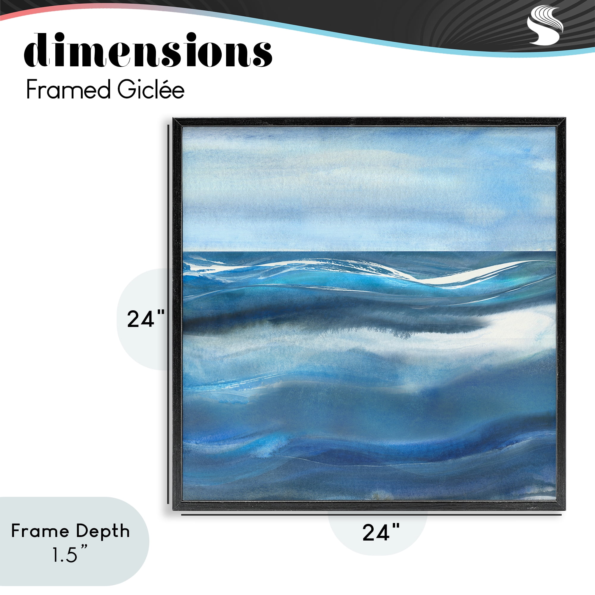Stupell Industries Calm Expanse of Ocean Waves Black Framed Giclee Art, design by Susan Jill