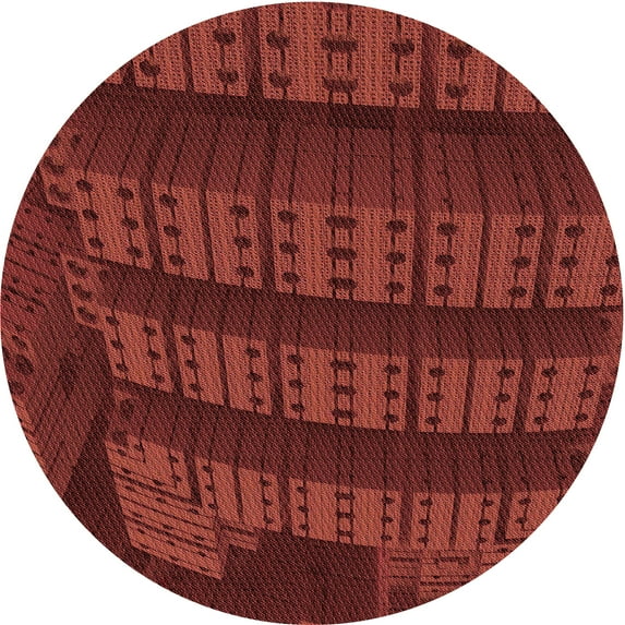Ahgly Company Indoor Round Patterned Maroon Red Area Rugs, 5' Round
