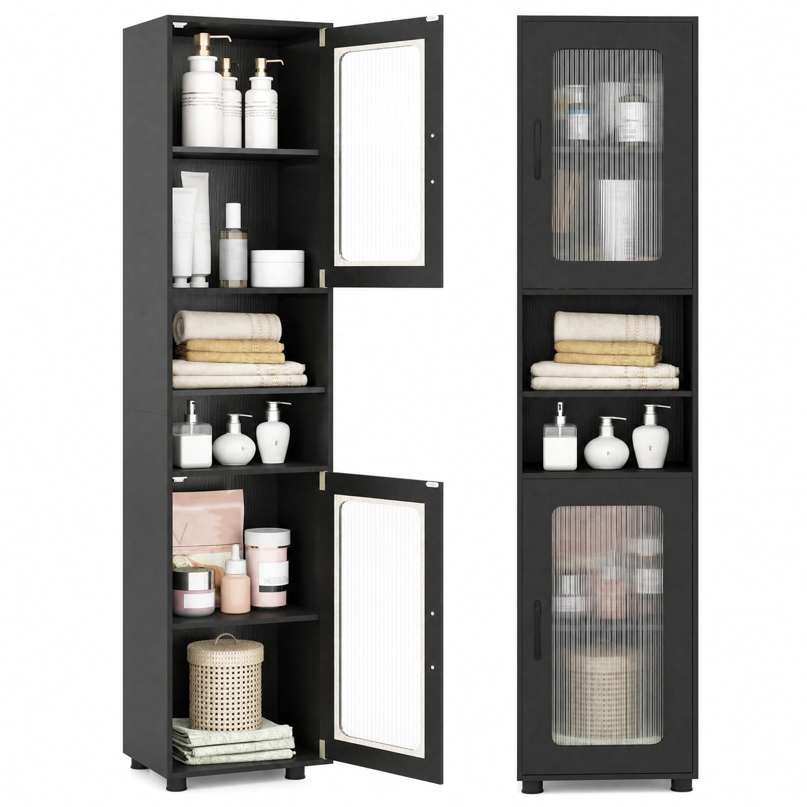 Vebreda Freestanding Bathroom Storage Cabinet, Tall Bathroom Storage Cabinet 67 Inches Freestanding Storage Organizer, Flexible Storage Options