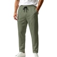thumbnail image 2 of Zysthvn Winter Men's Casual Pants Straight Leg Workout Mens Trousers Quick Dry with Pockets Drawstring Elastic Waist Solid Pants, 2 of 9