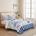 thumbnail image 5 of Full Quilt Set 78''x90'', Coastal Blue Lightweight Bedspread Coverlet Set with 2 Pillow Shams, Ocean Nautical Lighthouse Starfish Anchor Breathable All Season Quilt Bedding for Bedroom/Guest Room, 5 of 9