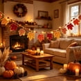 thumbnail image 4 of Hand-Crocheted Halloween Pumpkin Garland with Maple Leaves, Acrylic Yarn Decor for Home and Thanksgiving Party Multicolor, 4 of 6
