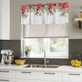 thumbnail image 4 of Christmas Curtain Valances for Windows, Kitchen Valance Window Treatments Panel 2 Pack, Winter Poinsettia Berry Farmhouse Wooden Grain Rod Pocket Short Curtains for Bathroom Bedroom 42 x 12 Inch, 4 of 8