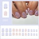 thumbnail image 4 of 24 Pcs French Tip Press On Nail Short Square False Nail Flowers Acrylic Nail Glittering Full Cover Stick On Nail, 4 of 4