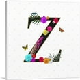 thumbnail image 1 of ARTCANVAS Flower Plant Butterfly Alphabet Letter Z Canvas Art Print - Size: 12" x 12" (1.50" Deep), 1 of 9